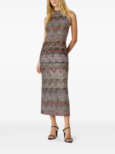 Missoni Halter Neck Mini Dress With Open Back In Neutral