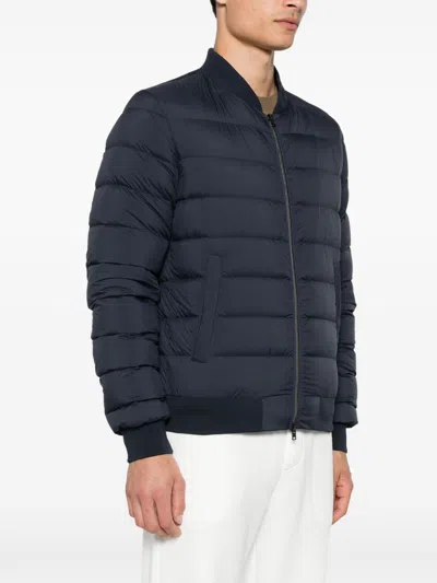 Herno Short Down Jacket Baseball Collar In Blue
