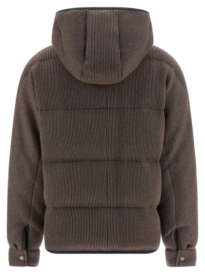 Brunello Cucinelli Lame Wool Down Jacket In Brown