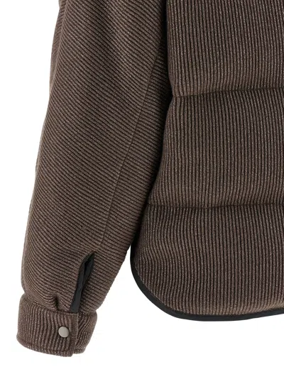 Brunello Cucinelli Lame Wool Down Jacket In Brown