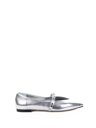Alexander Mcqueen Silver Bos Taurus Flat Shoes In Silver