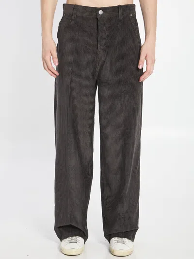 Ami Alexandre Mattiussi Ami Paris Grey Corduroy Wide-leg Trousers Ami Paris In Black