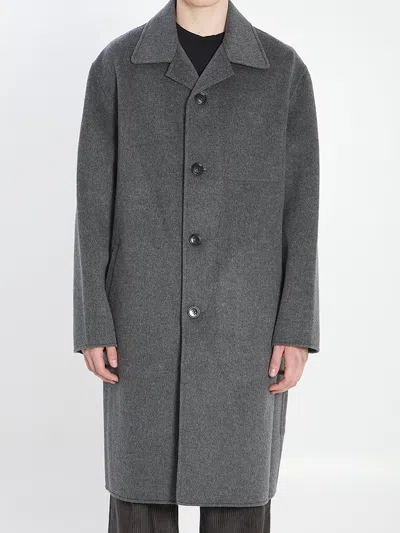 Ami Alexandre Mattiussi Single-breasted Wool Knee-length Coat In Gray