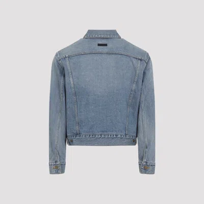Fear Of God Light Blue Denim Jacket With Button-up Front And Vintage Finish In Purple