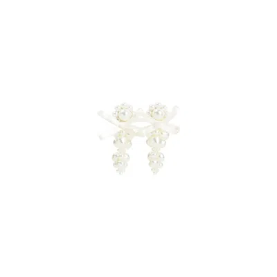 Simone Rocha Petite Bow Detail Cluster Earrings In White