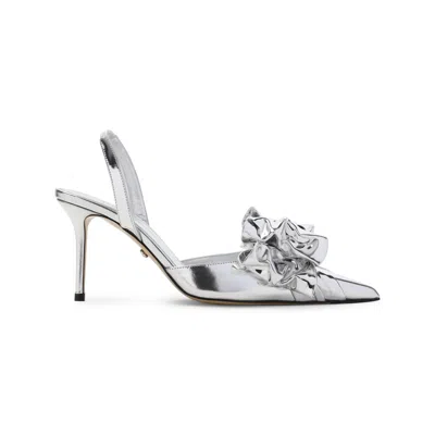 Mach &amp; Mach Cadeau Silver Wrapped Leather Pumps In Silver
