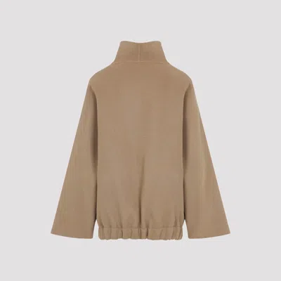 Khaite Wool Jacket With High Collar And Relaxed Fit In Brown