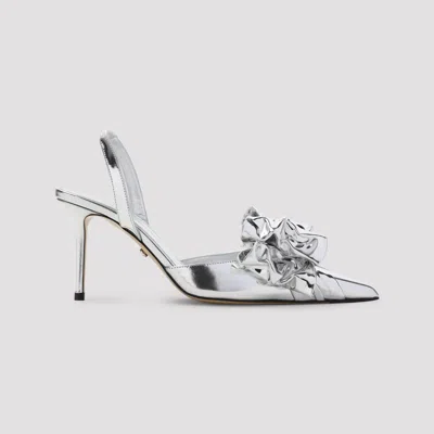 Mach &amp; Mach Cadeau Silver Wrapped Leather Pumps In Silver
