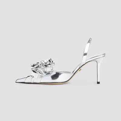 Mach &amp; Mach Cadeau Silver Wrapped Leather Pumps In Silver