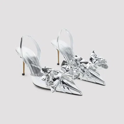 Mach &amp; Mach Cadeau Silver Wrapped Leather Pumps In Silver