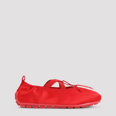 Simone Rocha Ballerina Shoes With Textured Sole And Bow In Red