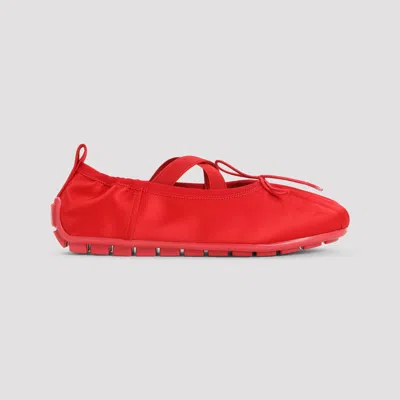 Simone Rocha Ballerina Shoes With Textured Sole And Bow In Red