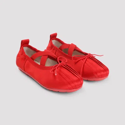 Simone Rocha Ballerina Shoes With Textured Sole And Bow In Red