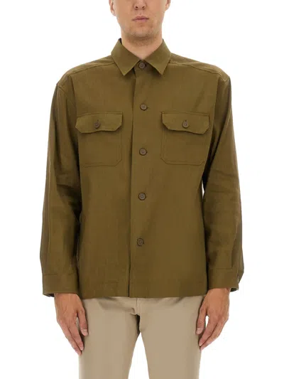 Hugo Boss Boss Stretch Linen And Viscose Shirt In Multi