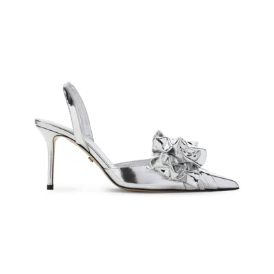 Mach&mach Mach & Mach Le Cadeau Silver Wrapped Leather Pumps In Metallic