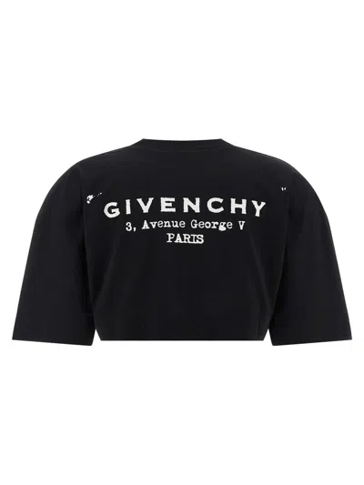 Givenchy Cropped Cotton T-shirt Stamp Print In Black