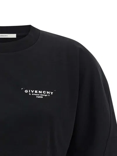 Givenchy Cropped Cotton T-shirt Stamp Print In Black