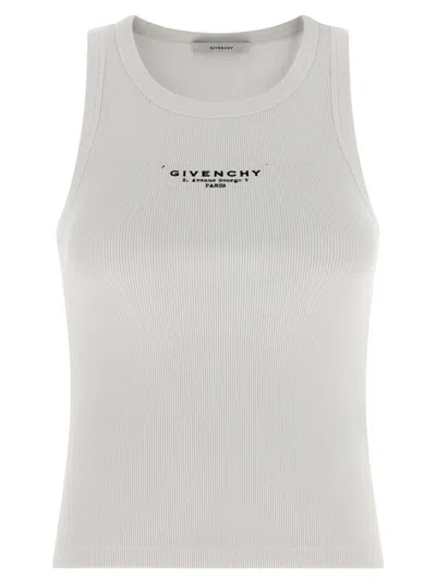 Givenchy Women Slim Tank Top With Logo Print In White