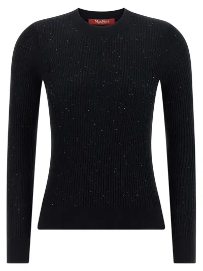 Max Mara Wool And Silk Sweater With Sequins In Black