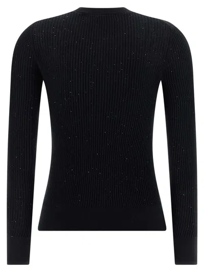 Max Mara Wool And Silk Sweater With Sequins In Black