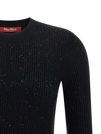 Max Mara Wool And Silk Sweater With Sequins In Black