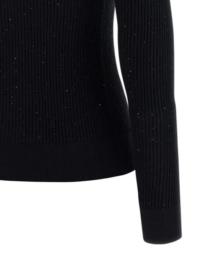 Max Mara Wool And Silk Sweater With Sequins In Black