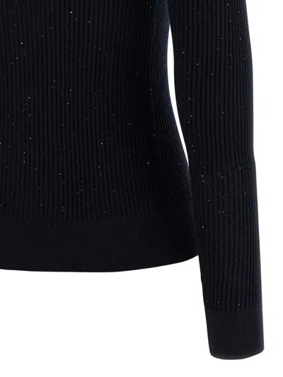 Max Mara Wool And Silk Sweater With Sequins In Blue