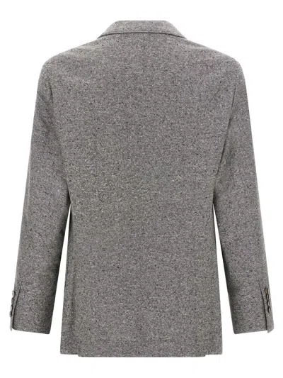 Brunello Cucinelli Tailored Suit Set Double-breasted Jacket In Gray