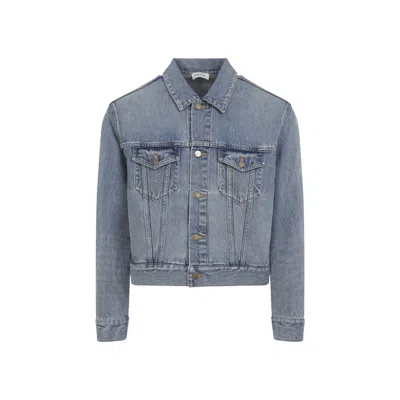 Fear Of God Light Blue Denim Jacket With Button-up Front And Vintage Finish In Blue