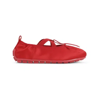 Simone Rocha Ballerina Shoes With Textured Sole And Bow In Red