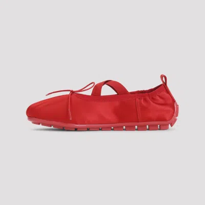 Simone Rocha Ballerina Shoes With Textured Sole And Bow In Red