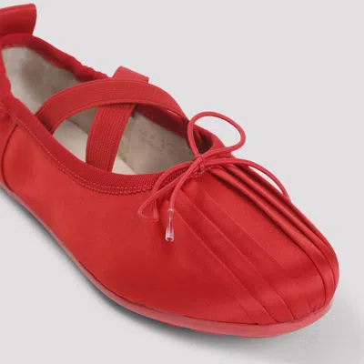 Simone Rocha Ballerina Shoes With Textured Sole And Bow In Red