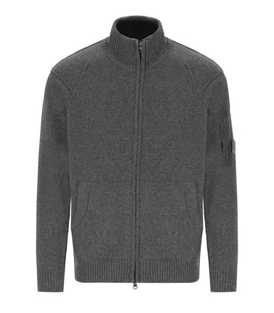 C.p. Company Knitwear Cardigan In Lambswool Grs In Gray