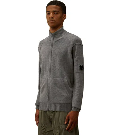 C.p. Company Knitwear Cardigan In Lambswool Grs In Gray