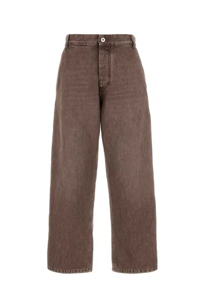 Bottega Veneta Wide-leg Denim Trousers With Pockets And Belt Loops In Brown
