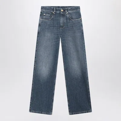 Brunello Cucinelli Loose Denim Pants With Belt Loop Accents In Blue
