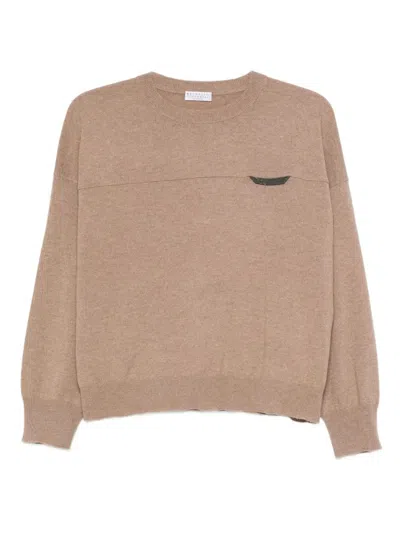 Brunello Cucinelli Cashmere Crewneck Sweater In Brown