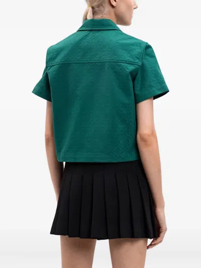 Casablanca Logo-embossed Zip-front Shirt In Green