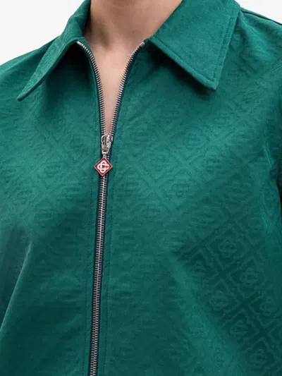 Casablanca Logo-embossed Zip-front Shirt In Green