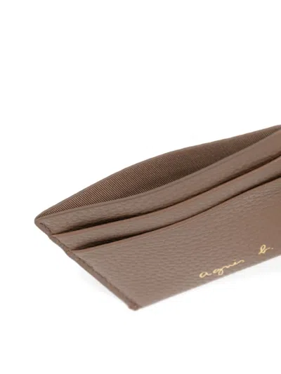 Agnès B. Leather Cardholder In Brown