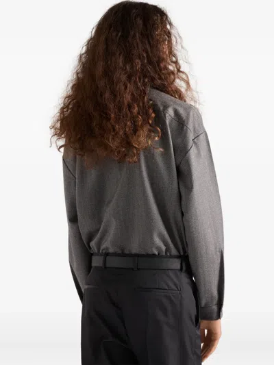 Prada Gray Overshirt With Zip In Gray