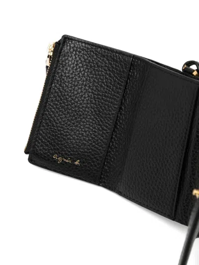 Agnès B. Tri-fold Leather Wallet In Black