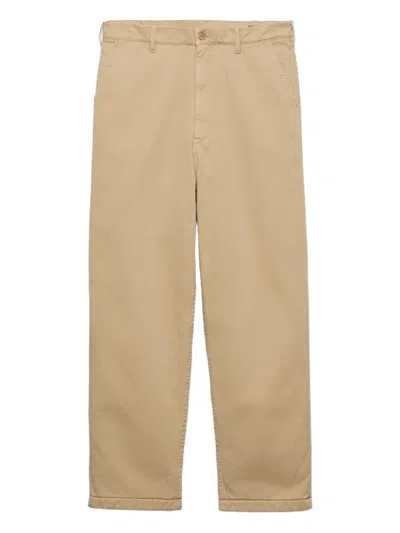 Prada Men's Cotton Gabardine Flat-front Pants In Neutral