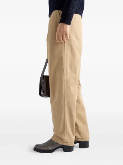Prada Men's Cotton Gabardine Flat-front Pants In Neutral