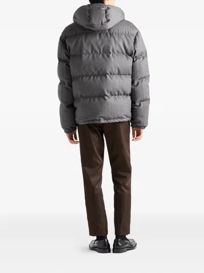 Prada Men's Chevron Down Jacket In Gray