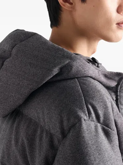 Prada Men's Chevron Down Jacket In Gray
