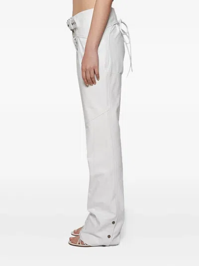 Angelica Montini Studios Belted Leather Trousers In White