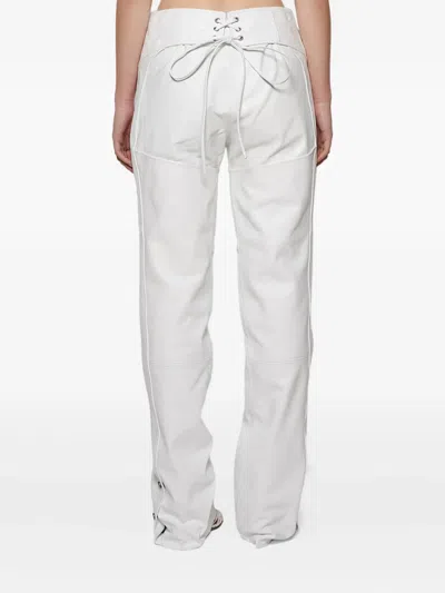 Angelica Montini Studios Belted Leather Trousers In White