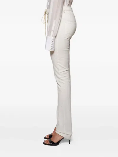Angelica Montini Studios Lace-up Zip Jeans In Neutral