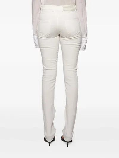 Angelica Montini Studios Lace-up Zip Jeans In Neutral